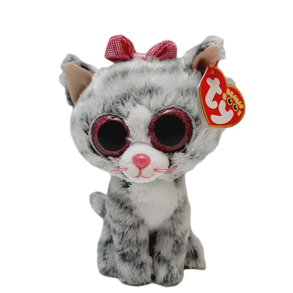 🍒4 for $20🍒 New TY Beanie Babies Boos Kiki Grey Kitty Cat Plush Soft Kids Toy